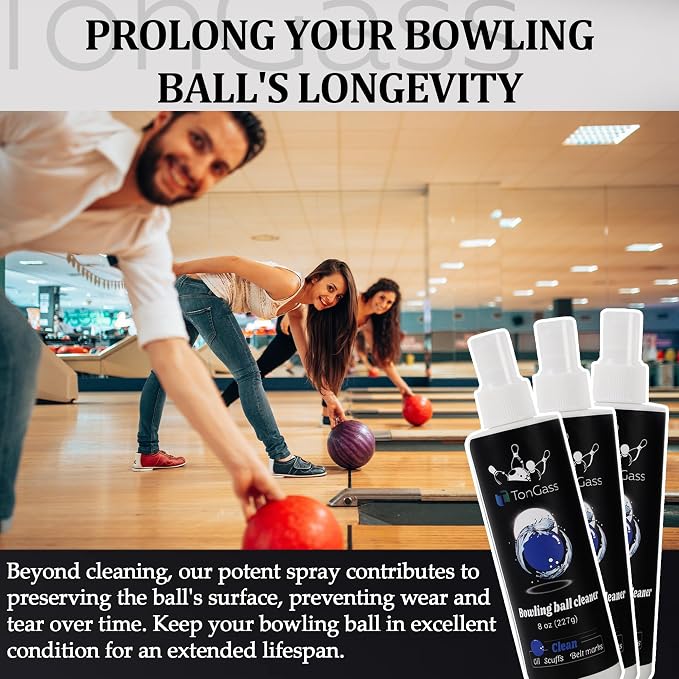 TonGass (3+3 Pack Bowling Ball Cleaner Spray Kit with Bowling Towel (Multicolor), Portable Bowlings Cleaner Set Accessories, Oil Scuff Mark Cleaners, Restores Tack and Prolongs Lifespan of Balls