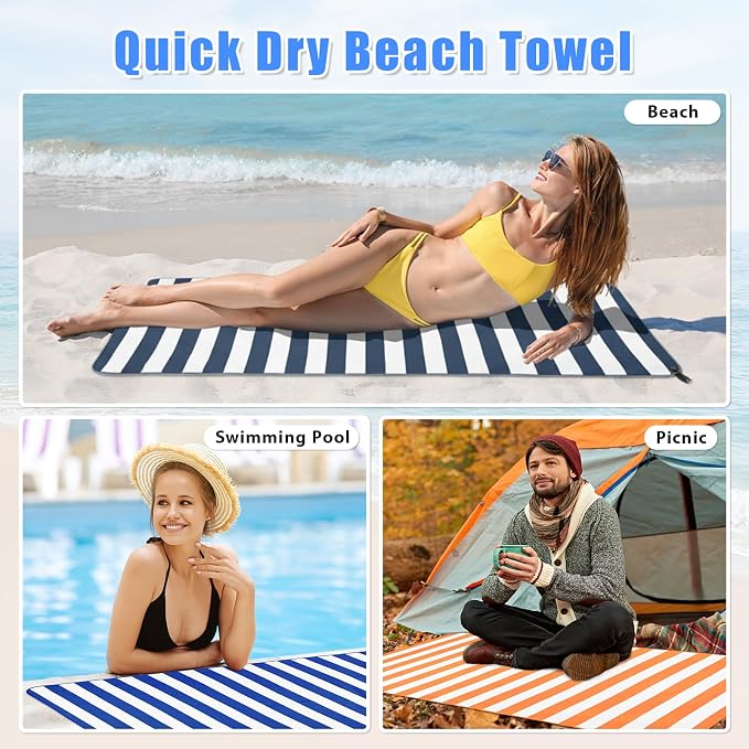 Sfee 2 in 1 Microfiber Beach Towel, Quick Dry Towel Camping Towel Travel Towel Super Absorbent Compact Lightweight Sports Gym Towels Set for Beach, Gym, Hiking, Pool, Backpacking, Bath, Yoga