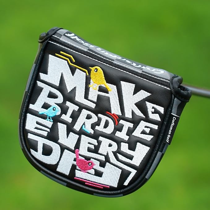 Craftsman Golf Make Birdie Everyday Black and Gray Checkers Golf Club Headcover for Woods and Driver Hybrids Irons Protector Putter Covers