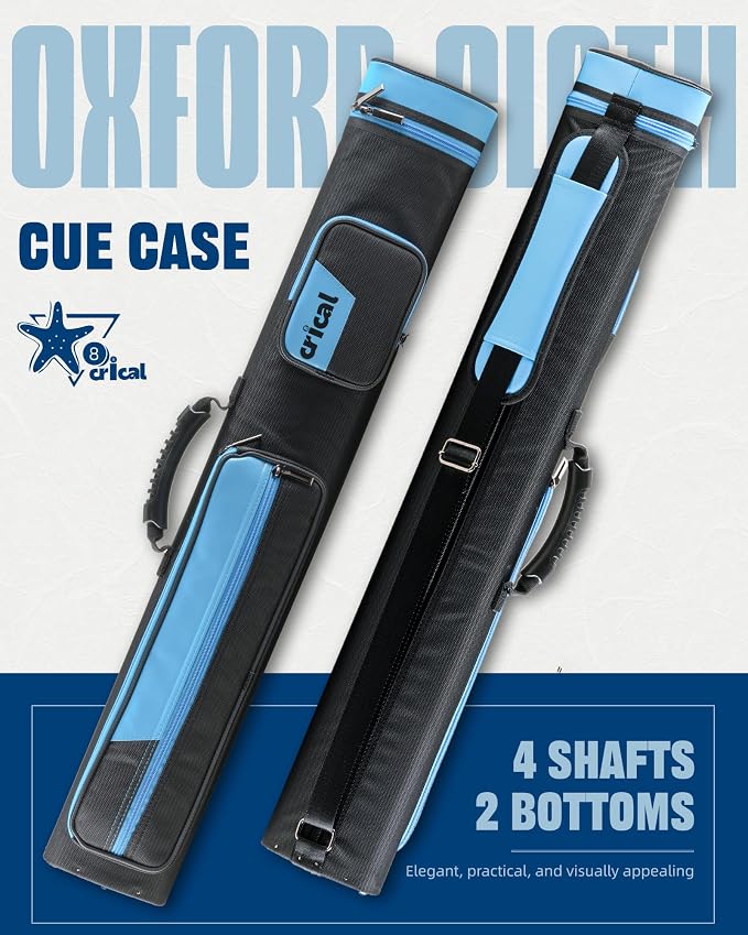 CRICAL Pool Cue Case 2x4 Hard Pool Stick Case Holds 2 Butts and 4 Shafts for Adults Billiard Cue Case with Soft Shoulder Straps