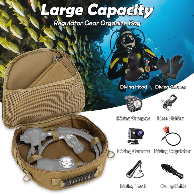 Scuba Regulator Bag - Tactical Style Diving Regulator Protective Bags Protecting and Storage Diving Gear with Adjustable Shoulder Strap