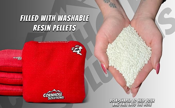 Cornhole Solutions Cornhole Bags Set of 8 – Regulation Pro Style 6x6 – Resin Filled + Tote Bag