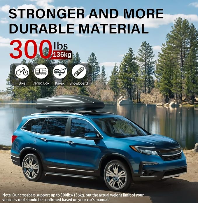 300lbs Roof Rack Cross Bars Compatible with Honda Pilot 2016-2022 with Flush Rails with Lock Aluminum Cross Bar for Rooftop Cargo Carrier Luggage Kayak Canoe Bike Snowboard