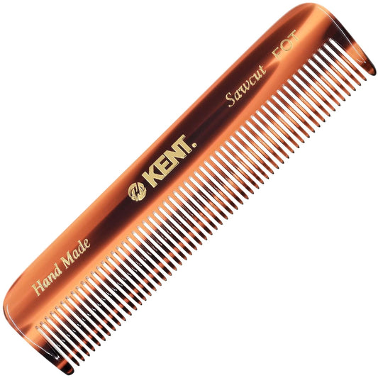 Kent A FOT Tortoiseshell Fine Tooth Handmade Pocket Comb for Men, Women and Kids, Hair Comb Straightener for Grooming and Styling, Beard and Mustache, Saw Cut and Hand Polished, Made in England