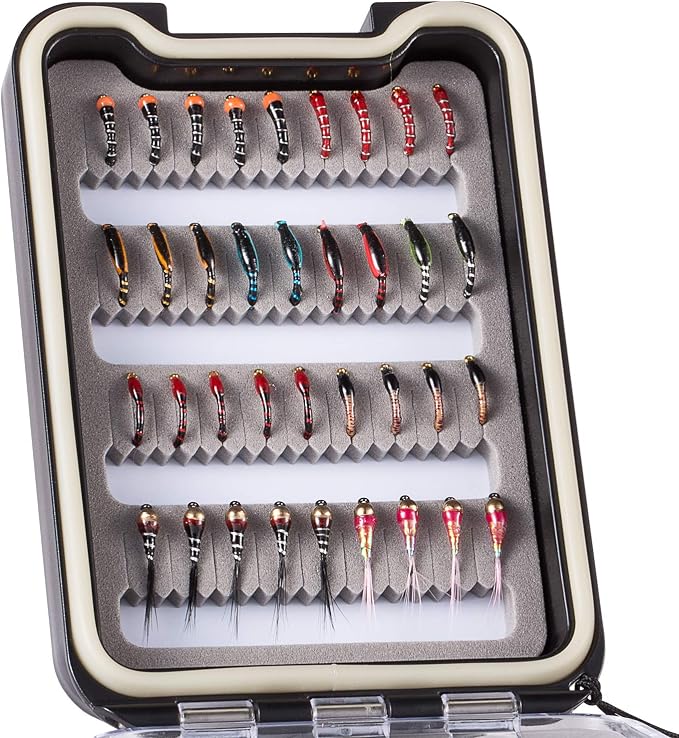 BASSDASH Fly Fishing Flies Kit Fly Assortment Trout Bass Fishing with Fly Box with Dry/Wet Flies, Nymphs, Streamers, Popper