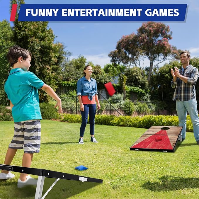 Portable Cornhole Board Set - Aluminum, Foldable 24x12in or 36x24in with Bean Bags | for Adults, Indoor/Outdoor, Travel, Beach & Camping