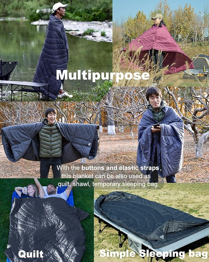 iClimb 1 3M Thinsulate Insulation Warm Blanket and 1 3M Thinsulate Insulation Sleeping Bag, Ultralight Compact for Adults Outdoor Camping Backpacking Hiking