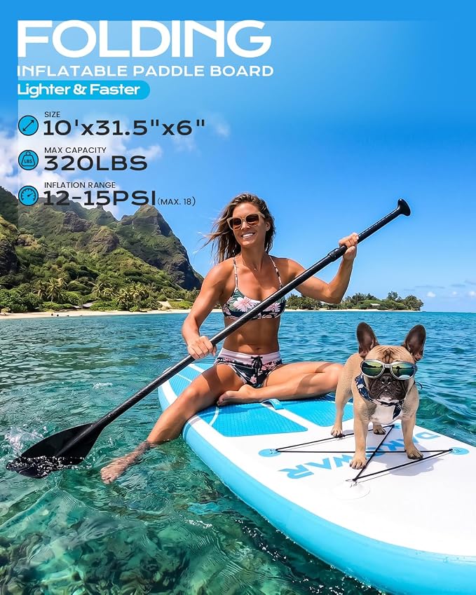 DAKUWAR Paddle Board 10'6''/10' Inflatable Stand Up Paddle Boards with SUP Accessories Ultra-Light Paddleboard Non-Slip Comfort Deck for Adults & Youth of All Skill Levels