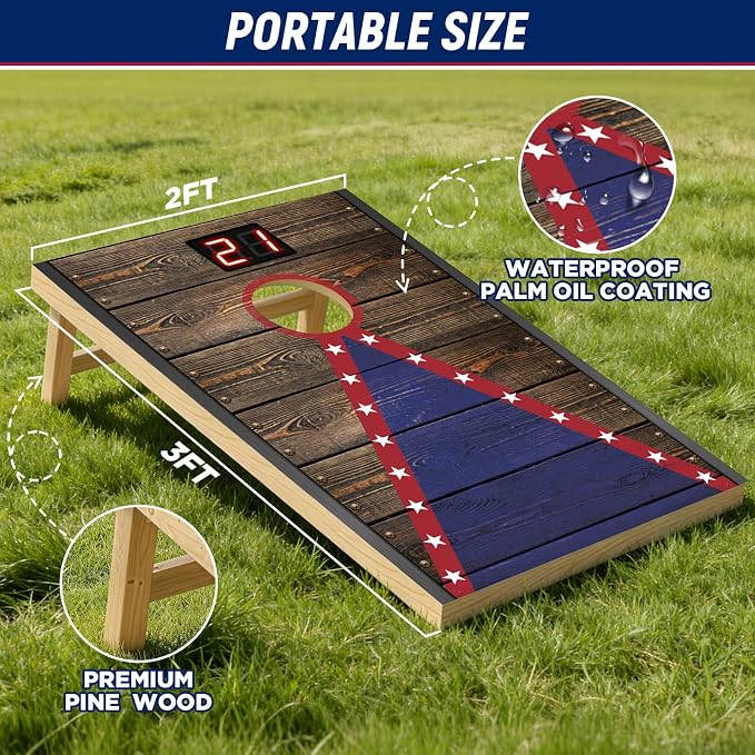 Cornhole Board Set with 8 Bean Bags 3x2 ft Portable Tabletop Cornhole Game Set for Home Office Corn Hole Games for Adults Kids Indoor Outdoor Games