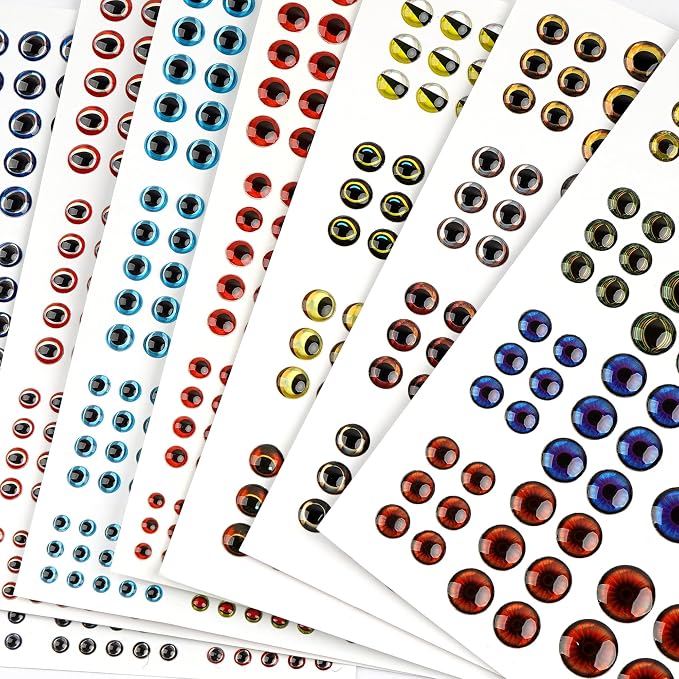 1347pcs Fishing Eyes 3D/4D/5D Realistic Fish Lure Eye for Lures Making Fishig Bait Fly Tying Streamers Lures Crafts 3 mm/ 4 mm/ 5 mm/ 6 mm/ 8 mm/ 10 mm