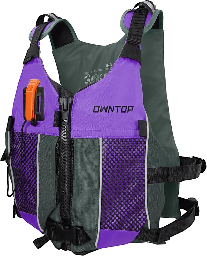 Owntop Swim Jacket Adult Youth | Hydration Pack | Dual Mesh Pockets | Attached Whistle | Ultra-Thin for Freer Movement | Kayak, Boating, Fishing, All Watersports