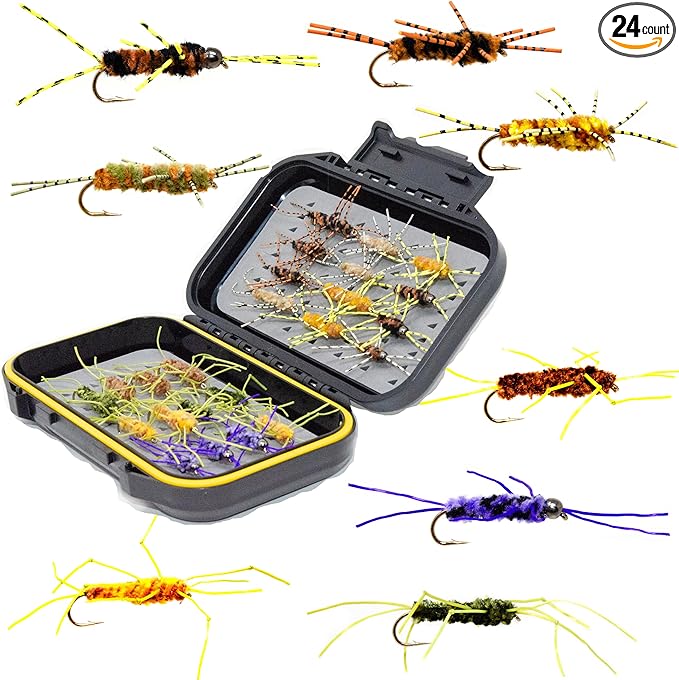 Outdoor Planet 24/48/66/72 Premium Hand Tied Fly Fishing Flies Assortment | Fly Boxes Included | Dry, Wet, Nymphs, Streamers, Wooly Buggers, Terrestrials | Trout, Bass Lure Set, Kit, Gift