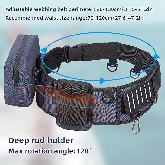 PELLOR Fishing Belt Rod Holder Adjustable Fishing Wading Belt