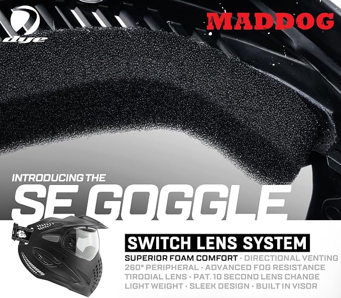 Maddog Dye SE Special Edition Paintball Mask Goggle System | Replaceable SLS Thermal Dual-Pane Anti Fog Lens | Adjustable Full-Face Safety Certified Protection