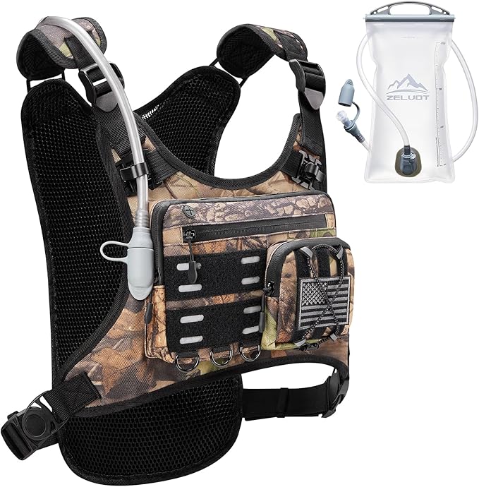 Zelvot Running Vest with 2L Water Bladder, Hydration Backpack, U.S. Design Patent, Lightweight Hydration Pack with Gear Holder, Reflective Chest Pack for Men Women for Marathon