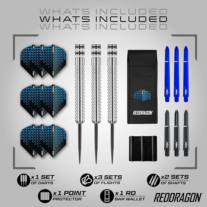 RED DRAGON Raider Series Steel Tip Darts Set - 90% Tungsten Professional Darts with Flights & Shafts - Precision Control & Stable Flight