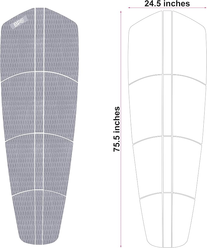BPS 12 Piece 8 Piece Premium EVA Foam Surfboard Traction Pad Non-Slip Trimmable Deck Sheet 3M Adhesive for Longboard SUP Paddleboard Surfboard White, Black, Grey