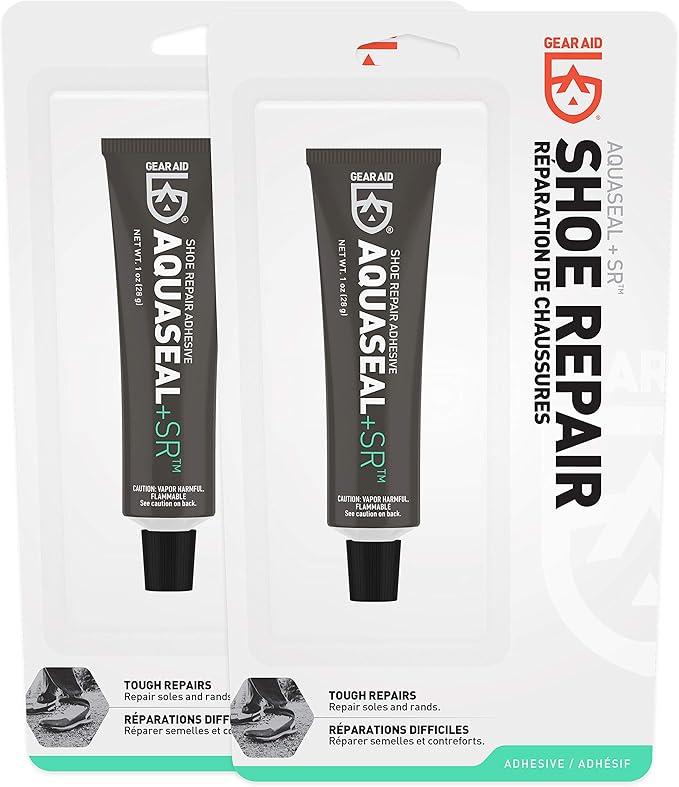 Gear Aid Aquaseal SR Shoe and Boot Repair Adhesive, Clear Glue, 1 oz (2 Pack) & Aquaseal FD Flexible Repair Adhesive for Outdoor Gear and Vinyl, Clear Glue, 0.75 oz, Model:10110
