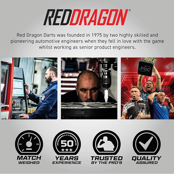 RED DRAGON Peter Wright vs Gerwyn Price Iceman Steel Tip Darts Set - ‎21g & 22g Brass Barrels for Controlled Accuracy & Grip, Flights, Shafts, Case & Checkout Card Included