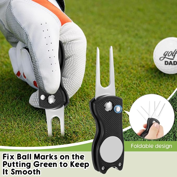 Soulchen 16 Pcs Father's Day Golf Gifts Cleaning Kit for Dad Microfiber Towel Balls Cleaning Brush Tees Divot Repair Tool by Golf Accessories Kit for Father Retirement Gifts