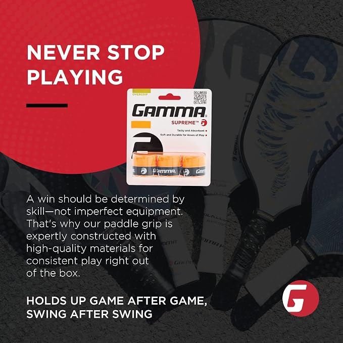 Gamma Sports Supreme Overgrip for Tennis, Pickleball, Squash, Badminton, and Racquetball Racquets, Multiple Pack Sizes and Colors