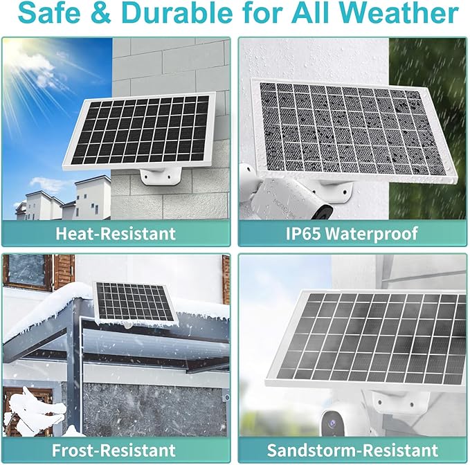4 Pack 5V 7W Cam Solar Panel Charger for USB Type C Outdoo Security Camera Compatible Arlo Essential 2K 2nd Gen 3rd, Arlo Pro 6th Gen 2025 Release, Roku Battery Camera & Roku Cam Plus & More Cam