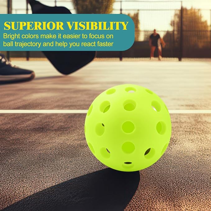 SAYAYA 24/50 Pack Outdoor Pickleball Balls Premium High Visibility Pickleballs Stable Flight & Consistent Bounce 40 Holes Pickle Balls with Mesh Bag for Beginners, Tournaments, Family & Outdoor Play