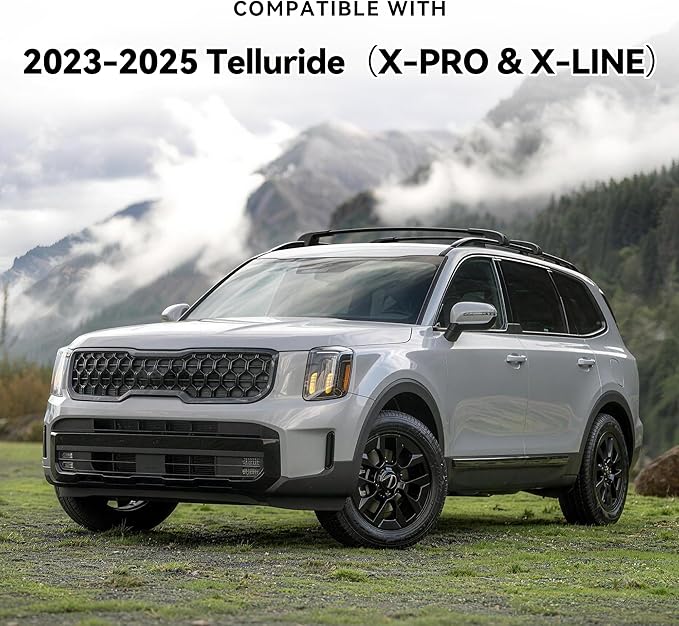 300Lbs Lockable Roof Rack Crossbars Compatible with Kia Telluride 2023 2024 2025 X-PRO & X-LINE(for Raised Side Rails), Heavy Duty Aluminum Cross Bar Fit Luggage Luggage Kayaks Bicycles Snowboard