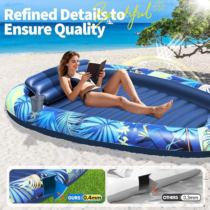 Sinbyuer Inflatable Pool Floats Adult, Pool Float, Thickened Pool Float Recliner Pool Rafts, Floating Pool Chair Water Floaties