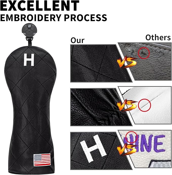 Golf Club Covers for Driver, Fairway, Hybrids - 3 Options - Golf Driver Headcover/Golf Fairway Wood Head Cover/Hybrid Headcover for Men/Women Golfer