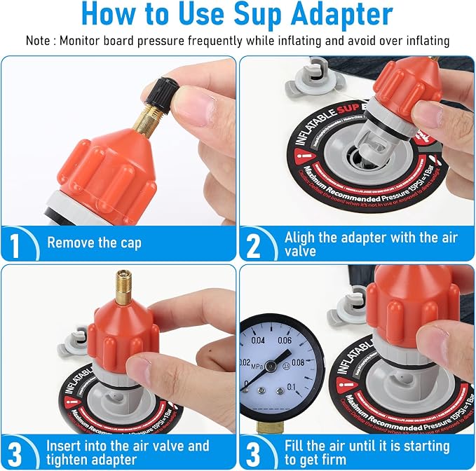 2PCS SUP Pump Adapter, Sturdy Air Valve Adapter with Strong Sealing, Universal Inflation Adapter for Stand Up Paddle Board, Inflatable Kayak and Water Sports Inflatables