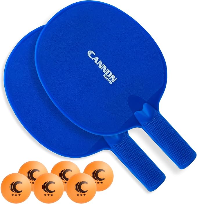 Cannon Sports Unbreakable Table Tennis Paddle Set - 2 Rackets with 6 Pack of 3-Star Table Tennis Balls – Portable Set for 2 Players