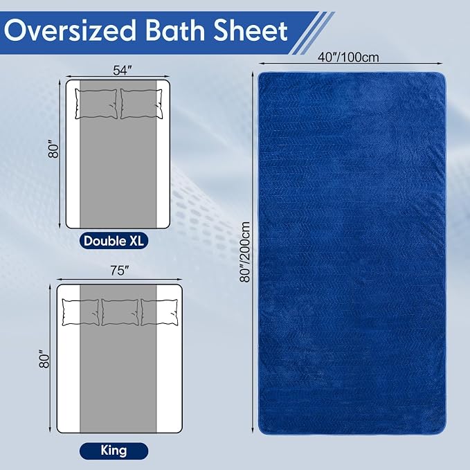 SmoothNovelty 2 Pack Bath Sheets 40 x 80 Inch Oversized Jumbo Extra Large Towels Quick Dry Coral Fleece Absorbent Soft Lightweight XL Shower Towels for Home Gym Travel Beach Spa Pool Hotel (Navy Blue)