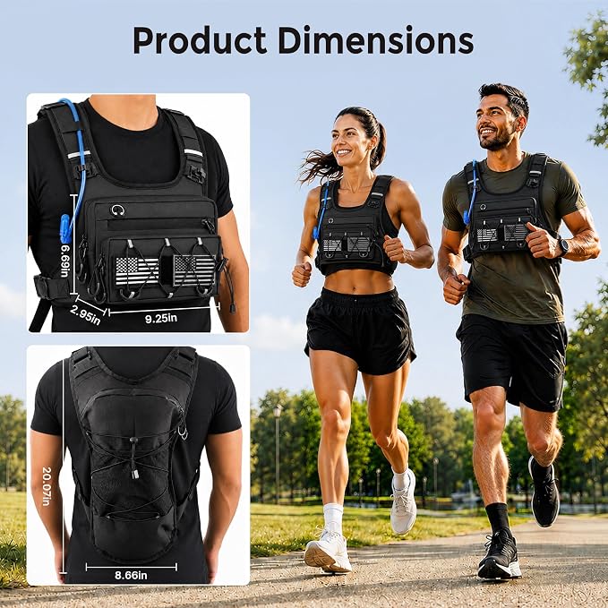 Running Vest for Men & Women – Water Backpack with Upgraded 2L Leak-Proof Bladder, No-Bounce Fit & 3-Pocket Organized Storage, Reflective Hydration Backpack for Running, Hiking & Cycling