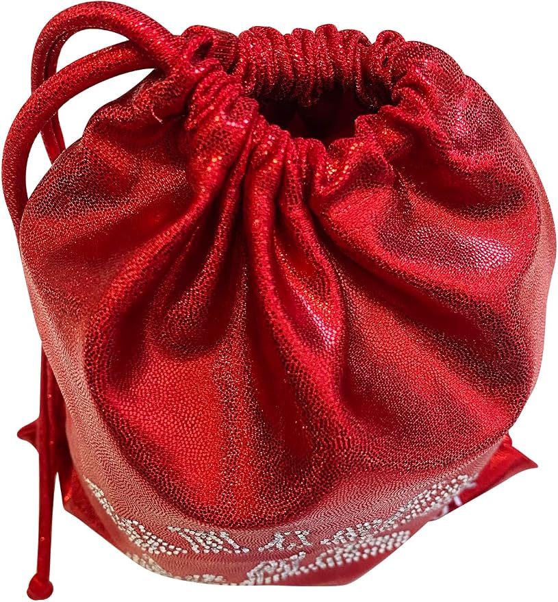 LIL'FOX 8"x10" Drawstring Gymnastics SMALL GRIP BAG 26x20cm - Lightweight Bag for Personal Equipment - Shiny Foil Rhinestones