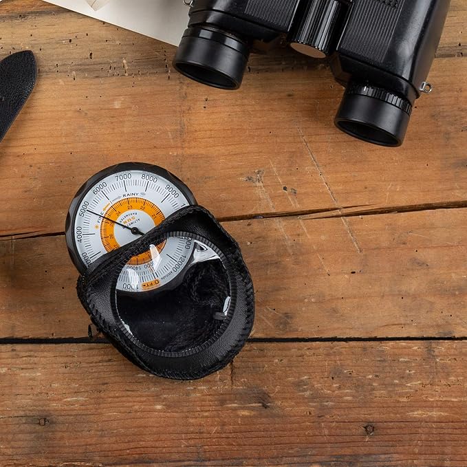 Sun Company Altimeter 202 - Battery-Free Altimeter and Barometer | Weather-Trend Indicator with Soft Leather Case | Reads Altitude from 0 to 15,000 Feet