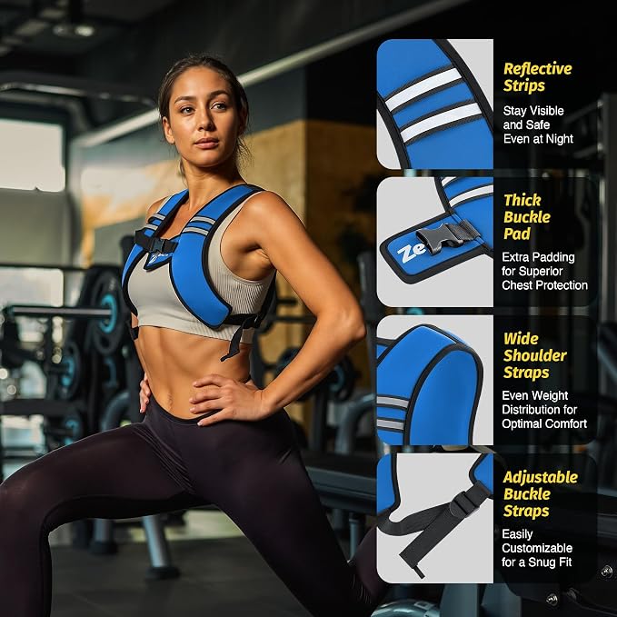 ZELUS Weighted Vest, Washable Z-Fit Soft Iron Weighted Vest for Women and Men, 5/10/15 lb Weight Vest with Reflective Strips & Adjustable Straps, Ultra Thin Weight Vest for Gym Strength Training