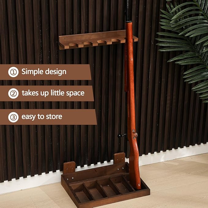 GlikCeil 1 Set Wooden Vertical Gun Rack Wall Mount Indoor Hold up to 5 Long Guns Shotguns Rifle Racks Display Holder Stand for Firearms Display Storage Home Accessories Office