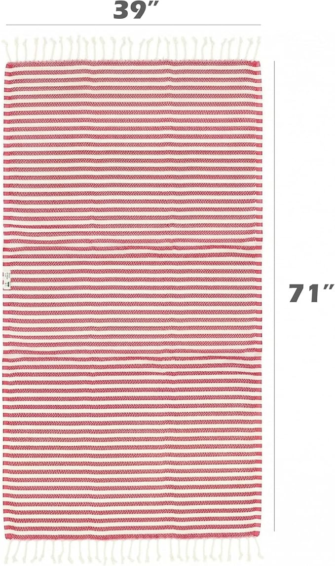 Bazaar Anatolia Turkish Beach Towel – 100% Cotton, Quick Dry, Sand Free Towel for Bathroom, Travel, Camping – Oversized 71x39 Inches – Arpa Red