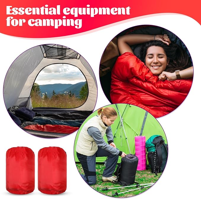 Macarrie 10 Pcs Bulk Sleeping Bags for Adults 0 Degree Waterproof Emergency Sleeping Bags with Compression Sack for Camping Hiking Backpacking Outdoor Activities