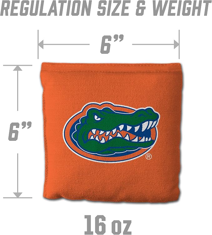 YouTheFan Officially-Licensed NCAA Set of 8 Cornhole Bags - All Weather Dual Sided Slide & Stop - Regulation Size with Carry case