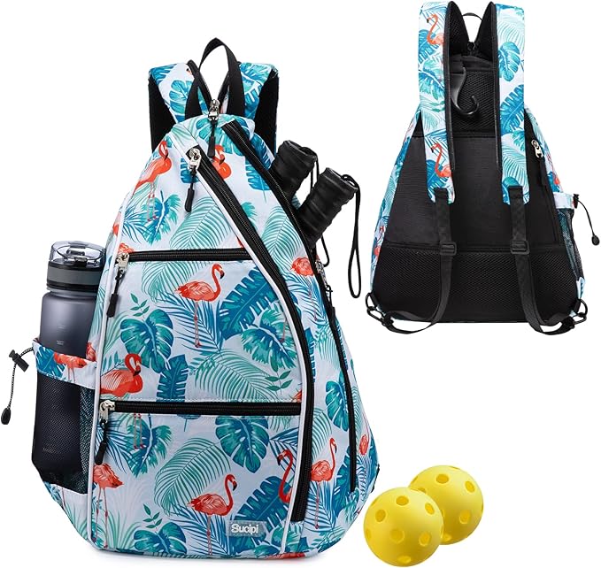 Sucipi Pickleball Bag - Men's & Women's Pickleball Backpack, Adjustable Sling Bag w/Fence Hook/Large Capacity/Safety Pocket
