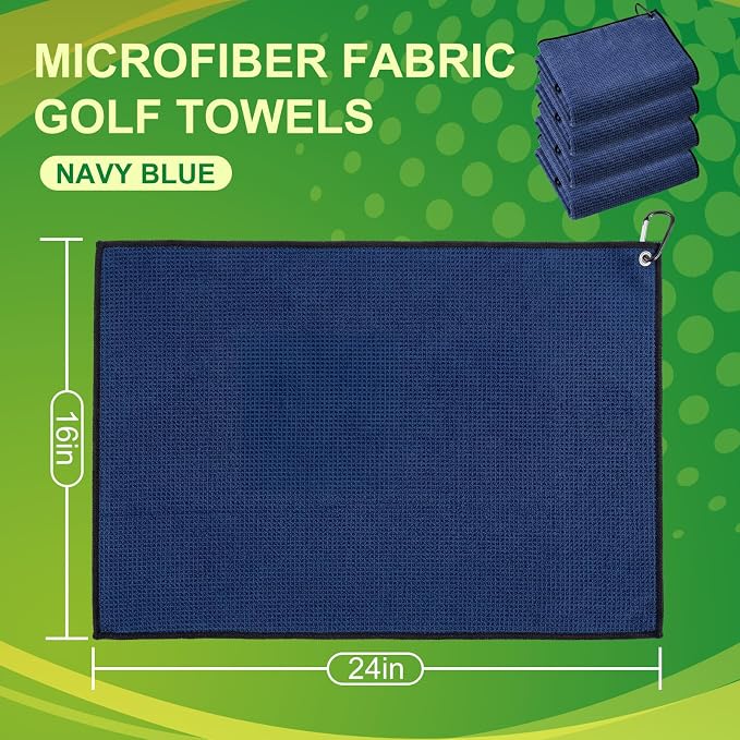 Batiyeer Golf Towels Bulk for Bags 16'' x 24'' Microfiber Waffle Pattern Golf Towels Trifold with Clip for Hiking,Tournament, Yoga