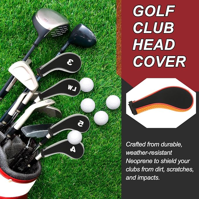 PATIKIL Golf Club Head Cover, Number Golf Club Irons Covers Neoprene Driver Headcover Golf Lovers Gifts