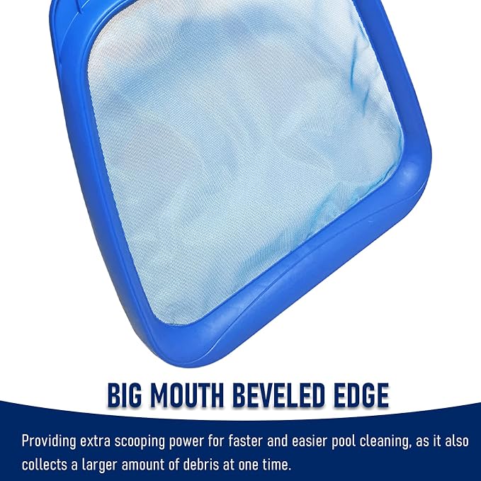 Poolvio Heavy Duty Swimming Pool Leaf Skimmer Net with Strong Reinforced Handle for Cleaning Swimming Pools, Hot Tubs, Spas and Fountains