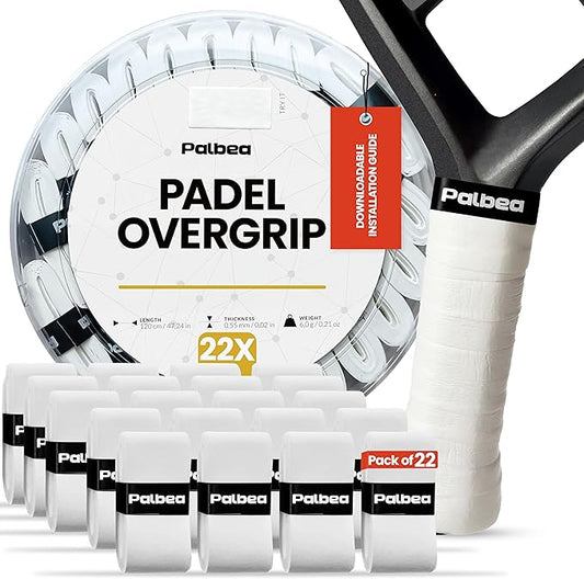 Palbea Padel Racket Grip Tape - Packs of 3/6/12/22/60. Padel Tennis Racket Grip Tape - Padel Tennis Grips Overgrip for Sweat Absorption & Non-Slip. Also Suitable as Tennis Racquet Grip Wrap Tape.