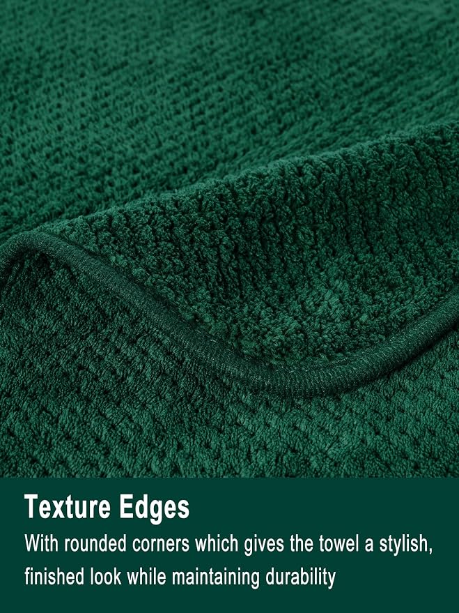 Extra Large Bath Sheets Set 6-Piece, 2 Bath Towels 40x80 Inches, 2 Hand Towels, 2 Washcloths, Soft Absorbent Quick Dry Microfiber Towels for Bathroom Beach Pool Gym Spa, Dark Green