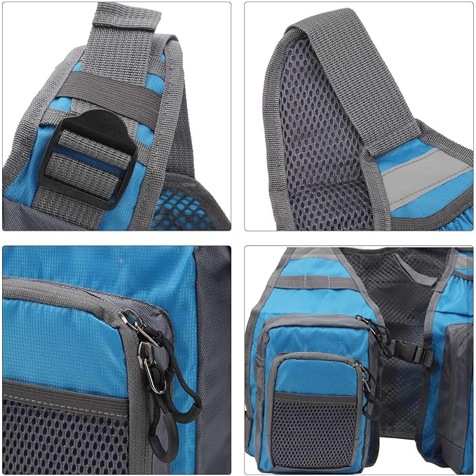 Fly Fishing Vest, Multi Pockets Lightweight Mesh Vest with Adjustable Straps for Men and Women, Breathable Fishing Gear for Trout Travel