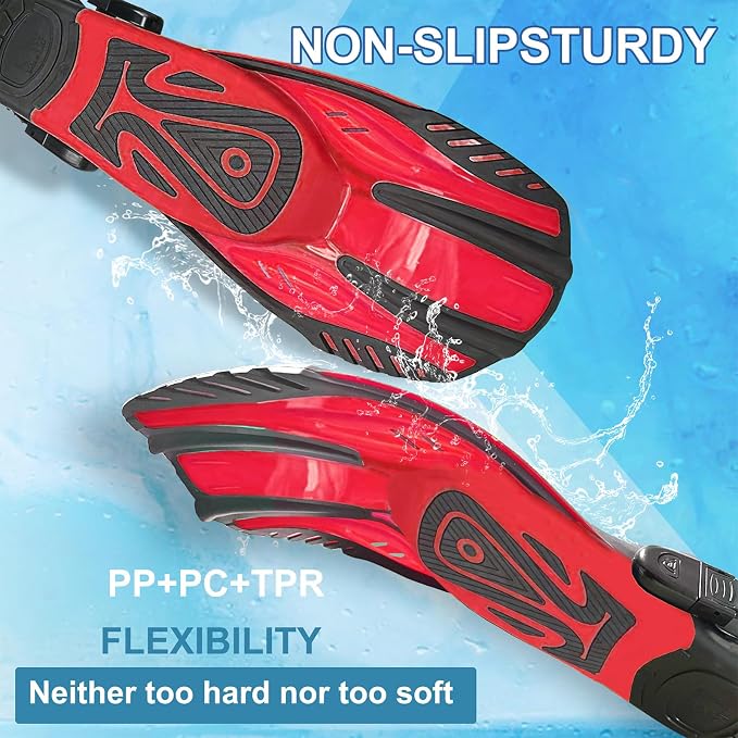 Snorkeling Gear for Adults,Mask Fins Snorkel Set,Panoramic View Diving Mask Anti-Fog,Dry Snorkel,Adjustable Swim Flippers and Travel Bag,Adults Snorkel Gear for Swimming Snorkeling Diving