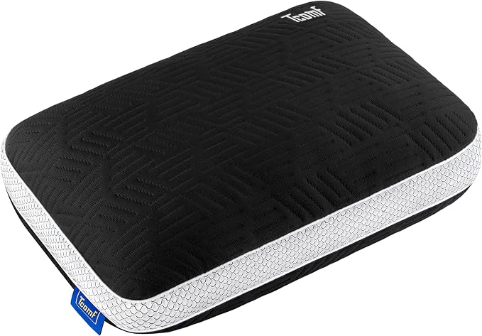 Camping Pillow: Dual Cover, Memory Foam Travel Pillow, Medium Firm Camp Pillow, Camping Pillows for Sleeping, 5 Layers for Support, Small Travel Pillow,Small Portable Pillow 10x16 Inches (Black)